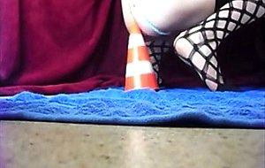 Bunny dilatare huge cone and double apple anal insertion