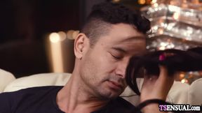 Sexy model shemale anal fucked by a friends stepbrother