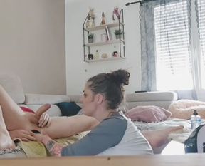 I fist his ass with a huge dildo and jerk his cock
