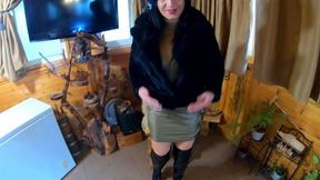 MilfyCalla Deep blow job while wearing fur coat and shiny boots 204