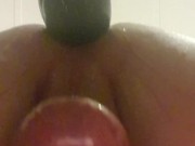 Bi Caged Sissy Balls Deep Anal Fucking Machine with Mr Hankey Toys Beowulf