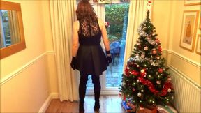 Alison in Thigh Boots - Wanking under the christmas tree