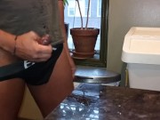 Kennie Jai jerks off in the kitchen and cums on the counter and EATS it!!