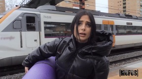 Mesmerizing babe needs money at the train station - Maria Wars