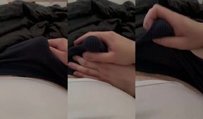 Morning wood makes me cum in my boyfriend's underwear