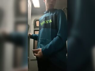 I'm jerking off in the train crap-house, they almost caught me, a tot of cum