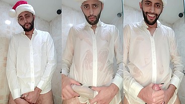 My Christmas Gift To You Xmas Jerking Off My Big Uncut Cock Until I Cum My White Load.