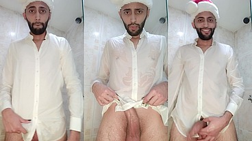 My Christmas Gift To You Xmas Jerking Off My Big Uncut Cock Until I Cum My White Load.