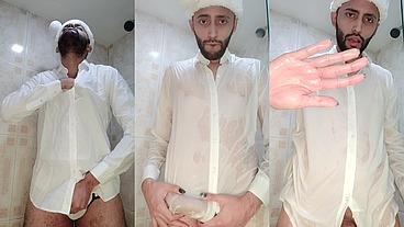 My Christmas Gift To You Xmas Jerking Off My Big Uncut Cock Until I Cum My White Load.