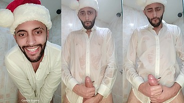 My Christmas Gift To You Xmas Jerking Off My Big Uncut Cock Until I Cum My White Load.