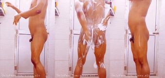 Small cock sissy gets femdom handjob in steamy bathroom