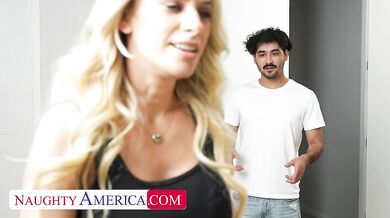 MY FRIENDS HOT MOM Busty blonde MILF Sadie Rose strips down and fucks her son's college friend