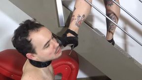 WORSHIP MY HIGH HEELED BLACK SHOES AND MY FEET MADAME FERMANS AND MALE SLAVE