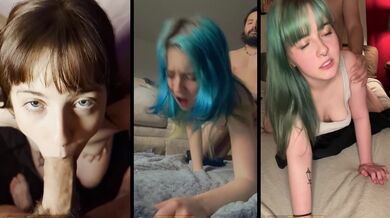 Horny Petite Goth Emo Girls Destroyed Gushing in Threesome Cumshot