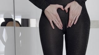 Slutty Stepsis GRINDING &amp; Dry HUMPS in Sheer Bodystocking After Try-On