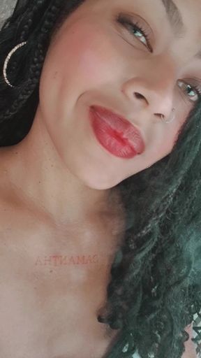 Red lips and braids