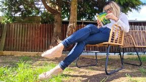 Beige Ballet Flats Heel Pop & Dangle