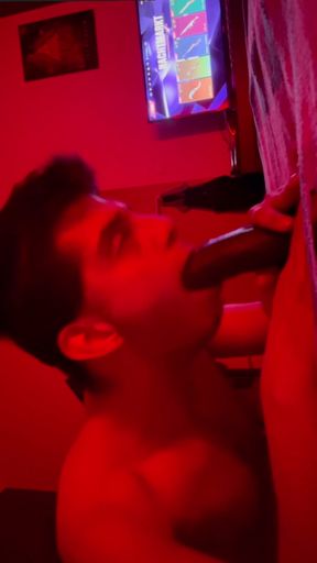 Crossdresser Solo Blowjob eats bbc dildo like a Goddess