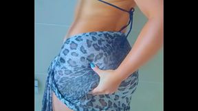 Beautiful Tanned Latina Girl's take a shower after beach