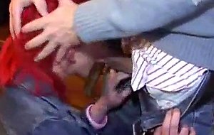 Tranny With Red Hair Gets Mouthful Cum