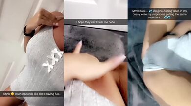 Sexting on Snapchat while my stepmom gets fucked I squirt 3 times at her door