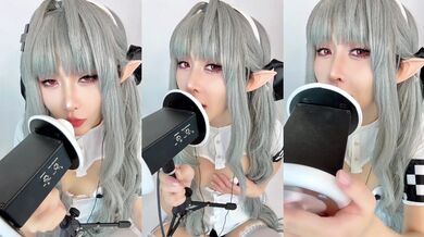 Cute Asian ASMR Ear Lick Blowjob JOI Cum Explosion