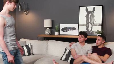 Good looking gay chap gets fucked in 3some by his mates