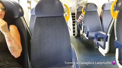Italian MILF rides the train then loses her mind over a real big cock