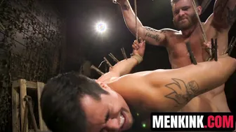 Muscle dom Riley Mitchell rough fucks bound sub Tony Prower