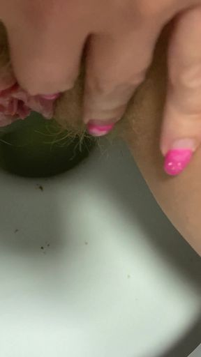 Hairy Pussy Pee and Accidentally Fart, Very Close up View 4K 60fps