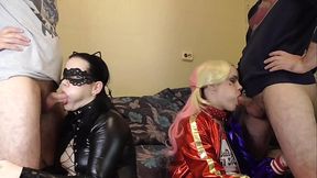 Oral orgy: Catwoman vs. Harley Quinn