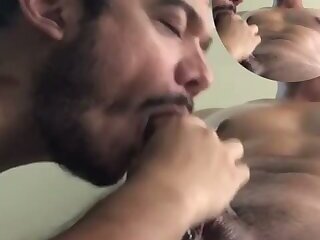 Latino man leaves his wife to taste my lips on his monstrous cock!!