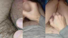 vigorous masturbation of a large tattooed penis under new year s fireworks