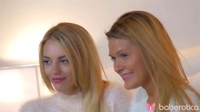 Hot blondes Blake Eden and Abby Cross pose show off their sexy bodies