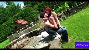 Czech College Babe Jili gets her tiny titties fondled by her boyfriend outside