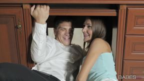Latina Brunette Shakes Office Passion with Big Heat