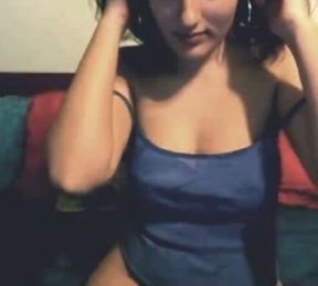 She is not a slut but she still flashes her marvelous big tits on webcam