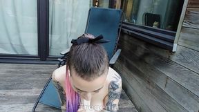 Hippie Double Penetration Dildo Outdoors
