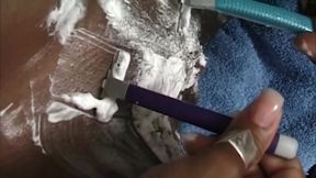 Curly MILF Gets Shaved Smooth Before Massive Facial