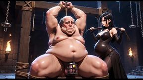 Chastity slave takes hard whipping in AI-generated scene