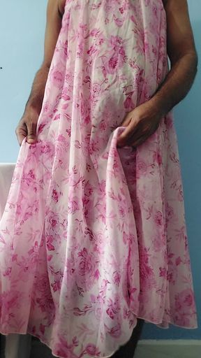 I'm masterbating wearing a Butter Silk Seethrough Flowery Fleared Chiffon Skirt