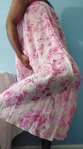 I'm masterbating wearing a Butter Silk Seethrough Flowery Fleared Chiffon Skirt
