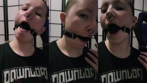 oh i wasn t *just* wearing my leather muzzle, i had this tight ball gag underneath too, and ended up covered in quite a bit o...