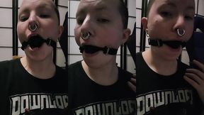 oh i wasn t *just* wearing my leather muzzle, i had this tight ball gag underneath too, and ended up covered in quite a bit o...