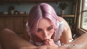 the horny servant secretly cheated on my wife with me, obediently getting on her knees right in the middle of the messy living room [ai]