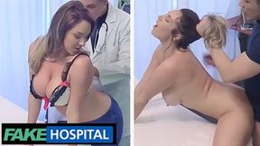 Busty British MILF gets her big tits licked and fucked by a Czech doctor