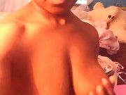 Squeezing my boobies