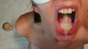 Milf Latina swallows a big load of cum