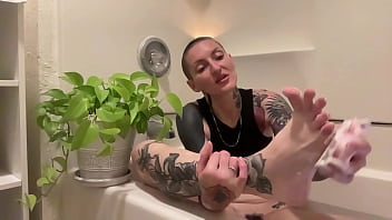 Soap up and learn with foot fetish vlog