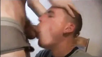 Nerdy Twink Gets Rough Face Fucking from Blond Jock